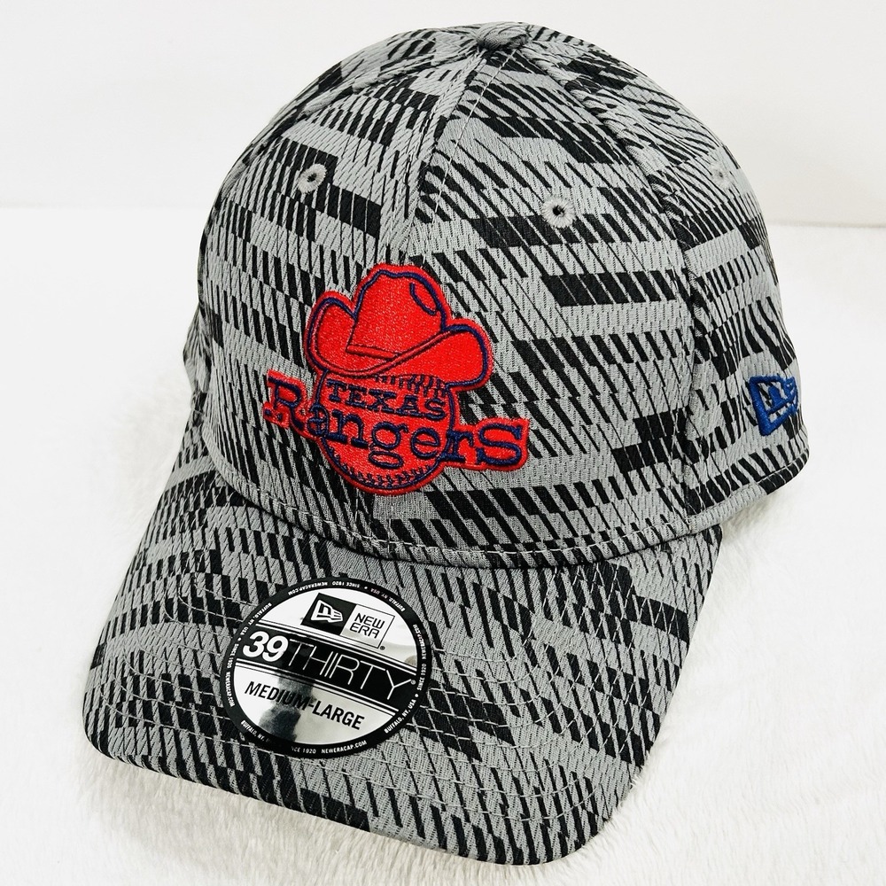 Texas Rangers New Era Clubhouse 39THIRTY Stretch Hat Cap M/L Gray MLB Baseball